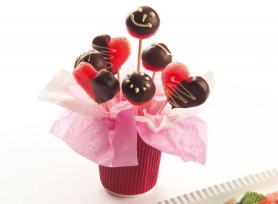 Piruletas de sand�a con chocolate