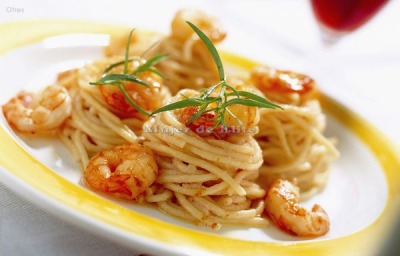 Espaguetis con gambas