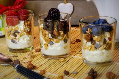 Muesli con requesón y miel