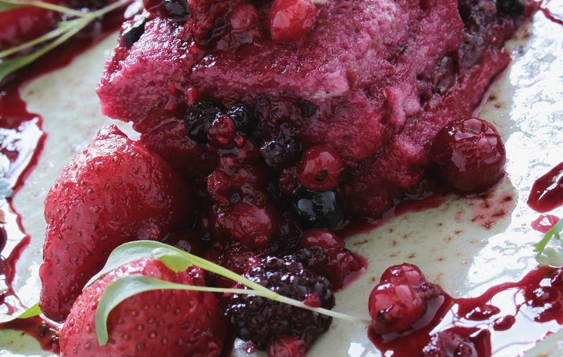 Puding de frambuesas