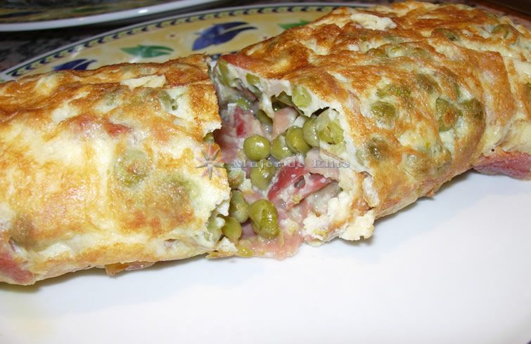 Tortilla de guisantes salteados