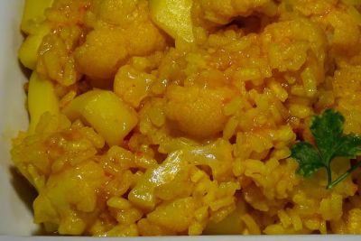 Arroz con sepia y coliflor