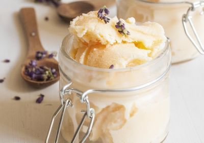 Helado de soja y melocotón