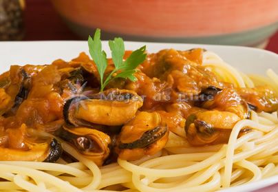 Espaguetis con marisco