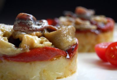 Molde de patatas con pimientos