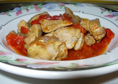 Ragú de pavo con pimientos