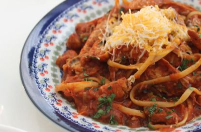 Tallarines con pescado