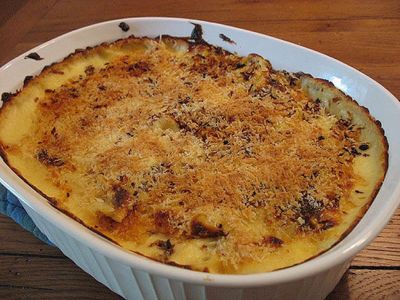 Patatas gratinadas con jamón