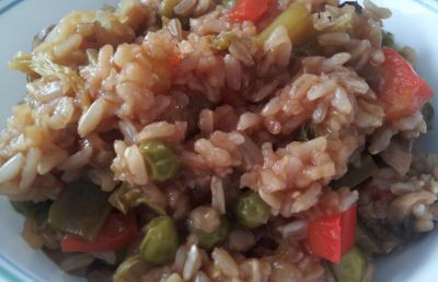 Verduritas salteadas con arroz integral