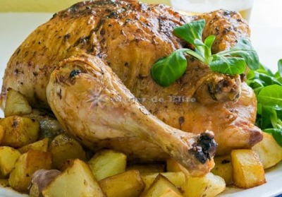 Pollo asado con patatas
