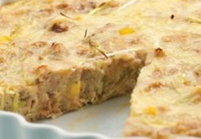 Pastel de atún y gambas al microondas