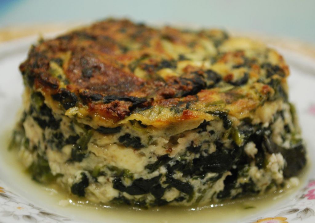 Flan de espinacas y gambas