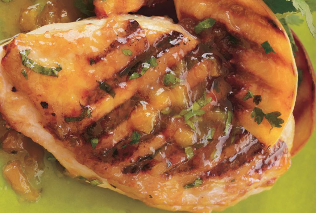 Pollo con melocotón