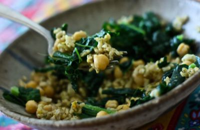Garbanzos con arroz basmati y verduras