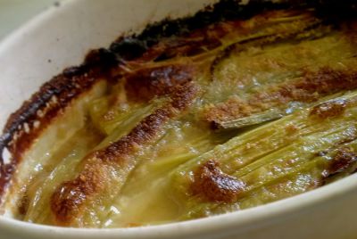 Puerros gratinados