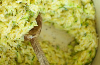 Arroz con calabacín al queso