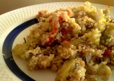 Falsa paella de verdura y pescado express