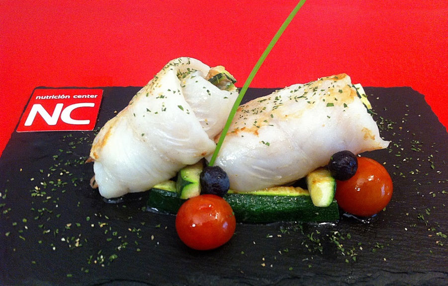 Rollitos de lenguado con calabacín y jamón ibérico