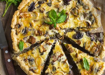 Quiche de queso y champiñones