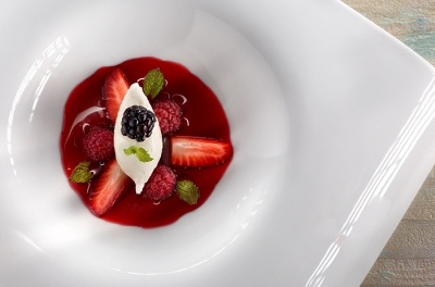 Infusión de frutos rojos con crema de mascarpone