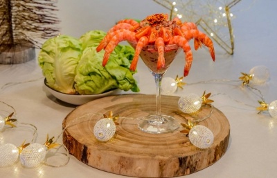 Cóctel especial de gambas moradas