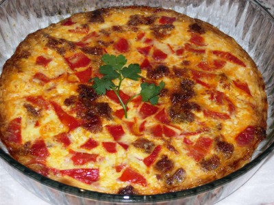 Flan de ibéricos con piquillos