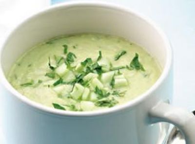 Crema fría de puerros y pepino