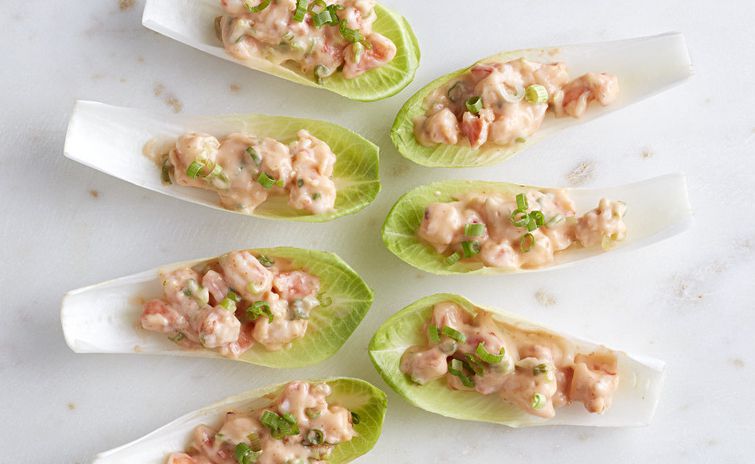 Endivias rellenas de gambas