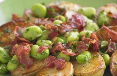 Salteado de habas y patatas