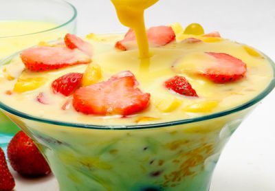 Macedonia de frutas con crema de papaya