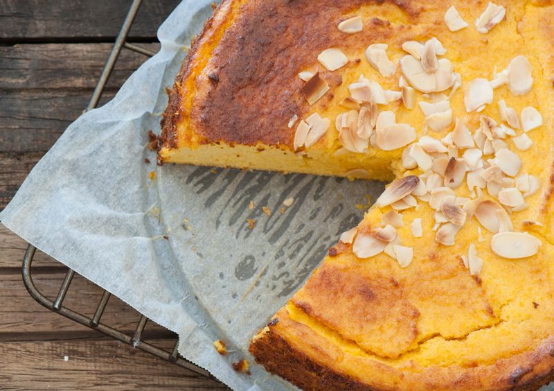 Pastel de queso y naranja
