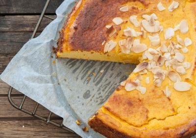 Pastel de queso y naranja